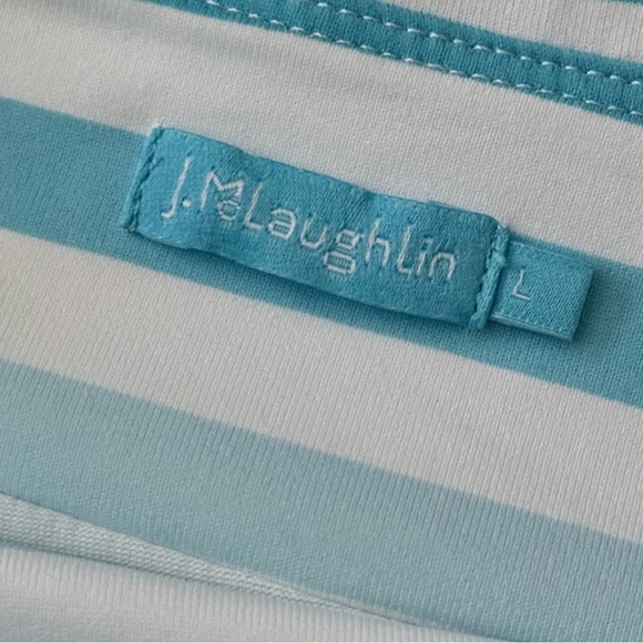 J. McLaughlin Skirt Women’s L Blue White Striped Tiered Overlay Nylon Spandex - Picture 5 of 8